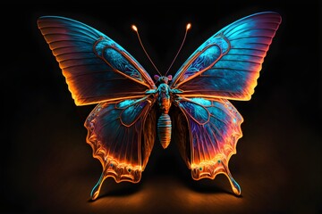 A neon-lit butterfly, generative ai