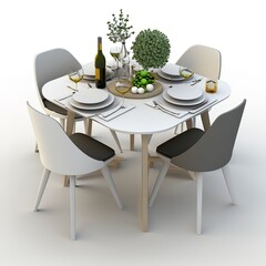 modern kitchen table on a white background realistic chair table furnishings planning idea interior desing dining room