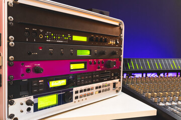 professional audio recording device, sound module, audio interface in recording studio