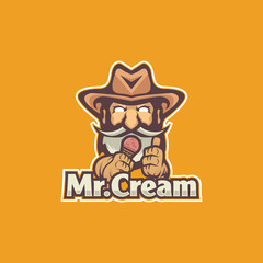 Ice cream logo with cowboy mascot
