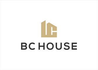 Fototapeta premium BC letter with Home House logo design vector illustration 