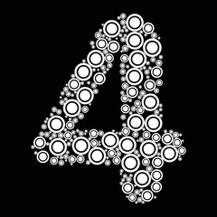 Number 4 design with round geometric shapes