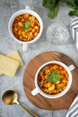 Pasta with chickpeas is a dish common in Southern and Central Italy (pasta e ceci)
