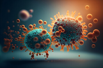 Infectious disease. Illustration of a bacterium. Generative AI