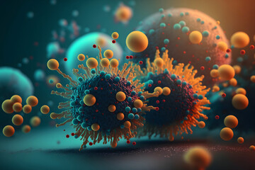 Illustration of coronavirus bacteria. Generative AI