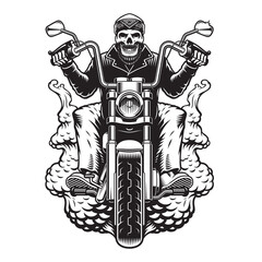 Vector biker illustration a bearded skeleton on a motorcycle on a white background © Harry Kasyanov