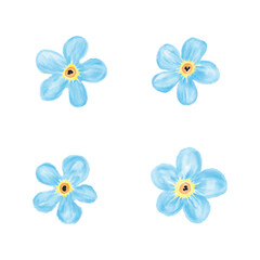 set of black and white flowers. Isolated flower on the white background. Vector EPS 10