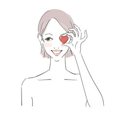 バレンタインデー　ショートカットの美しい女性