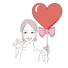 バレンタインデー　ショートカットの美しい女性