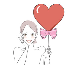 バレンタインデー　ショートカットの美しい女性