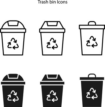 trush icon outline design vector. isolated on white background, ecology icon, waste icon. recycle icon