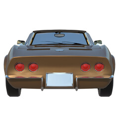 Convertable sport car city tourism luxury transport 1960s 4- Back view png