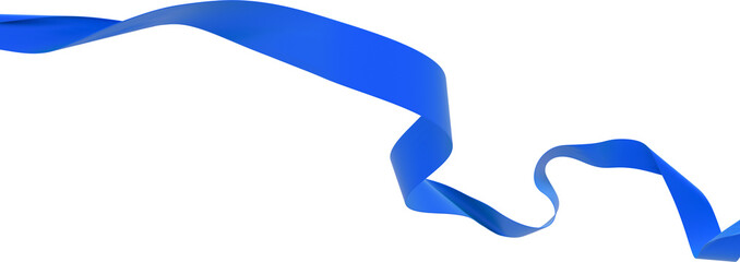 Smooth blue ribbon isolated on transparent background. 3d render