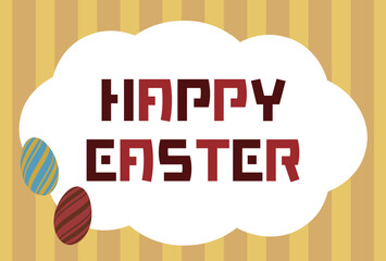 HAPPY EASTERの文字とイラストのイースターのグリーティングカード素材
