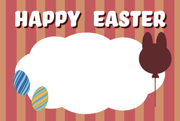 HAPPY EASTERの文字とイラストのイースターのグリーティングカード素材