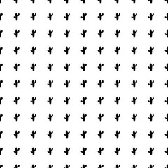 Square seamless background pattern from black cactus symbols. The pattern is evenly filled. Vector illustration on white background