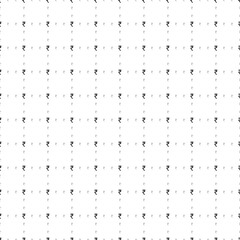 Square seamless background pattern from black indian rupee symbols are different sizes and opacity. The pattern is evenly filled. Vector illustration on white background