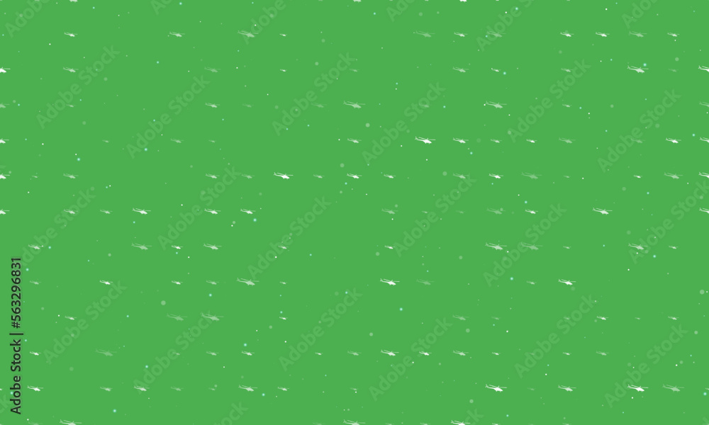 Poster seamless background pattern of evenly spaced white helicopter symbols of different sizes and opacity