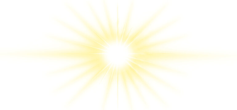 shining sun light effect transparent isolated