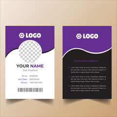 professional corporate id card template, clean id card design.  Modern colorful icon collection. Employee ID. Simple realistic design. Cute cartoon style. Flat style illustration.