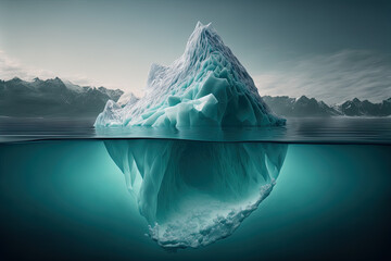 Fototapeta na wymiar Schwimmender Eisberg im Wasser, Generative AI 