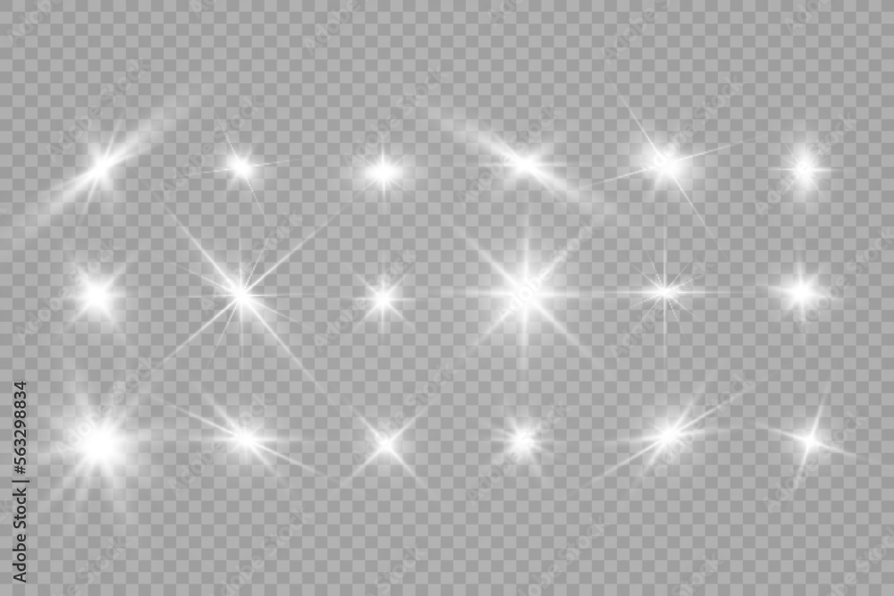 Poster special lens flash, light effect. the flash flashes rays and searchlight. illust.white glowing light