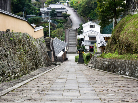 Kitsuki, Japan - October 31, 2016: Historic downtown Kitsuki, an old Japanese castle town
