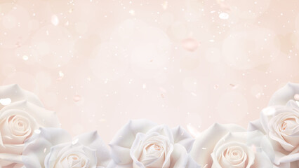 background with roses and pearls