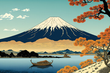 Mount Fuji, japanese art, ukiyo-e, mountain, generative ai