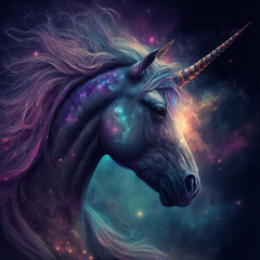 Obraz na płótnie Canvas unicorn, selestial, galaxy, colorful horse, Generative Ai
