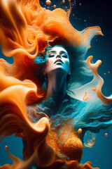 Generative AI abstract painting of beautiful woman