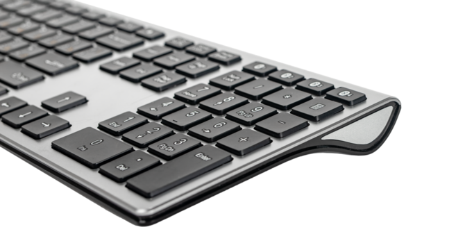 Computer keyboard with black keys isolated on white background