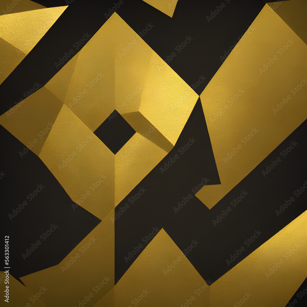 Poster Gold geometrical elements background.  Generative AI