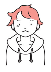 怒る・困る・ナーバスな若い女性　上半身