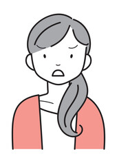 怒る・困る・ナーバスな若い女性　上半身