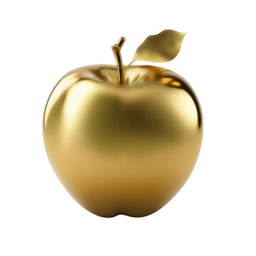 Golden apple isolated transparent