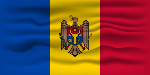 Waving flag of the country Moldova. Vector illustration.