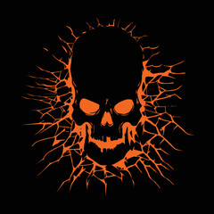 Vector human skull drawing, Human skull front view Illustration.