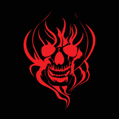 Vector human skull drawing, Human skull front view Illustration.