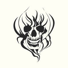 Vector human skull drawing, Human skull front view Illustration.