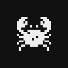 Crab character emoji pixel art icon. Element design for logo, stickers, web, embroidery and mobile app. Isolated vector illustration. 8-bit sprite.