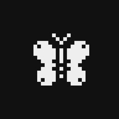 Butterfly emoji pixel art style icon isolated vector illustration, element design for stickers, logo, embroidery, mobile app. Video game assets 8-bit sprite. 