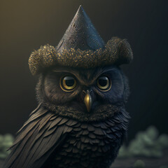 portrait of a owl dark costume mysterious black