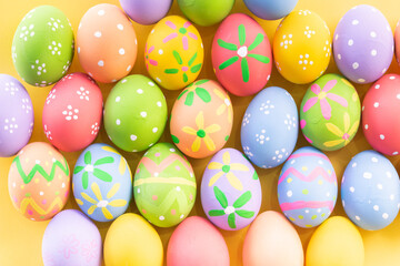 Easter eggs many color and easter background