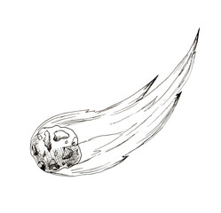 hand drawn flying meteorite vector icon. Flat doodle design © Tatyana Sidorova