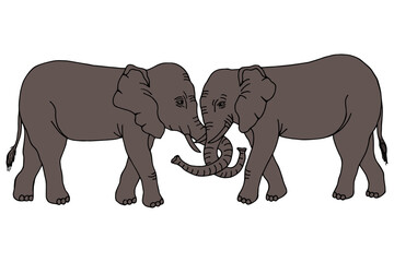 Two elephants. Vector stock illustration eps10.