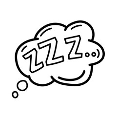 Speech bubble with ZZZ. Sleep flat icon