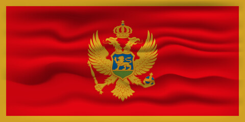 Waving flag of the country Montenegro. Vector illustration.
