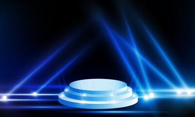 Blue lights on the stage light floodlights vector design.