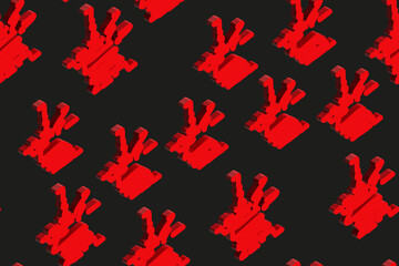 Abstract Red Doodles Seamless Pattern on Black